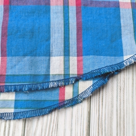 Wrangler Vintage 90s Snap Short Sleeve Button Down in Blue and Pink Plaid Sz XL - Picture 8 of 12